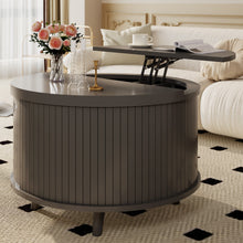 Cargar imagen en el visor de la galería, Easyego Lift Top Coffee Table for Small Spaces, 31.5" Mid-Century Modern Wooden Round Table with Storage, Circle Fluted Center Table for Living Room, Work from Home & Apartment, Matte Black