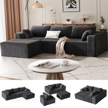 Load image into Gallery viewer, 109" Modular Sectional Sofa, Modern L-Shape Cloud Sectional Couch with Deep Seat, Comfy Corduroy Fluffy Couch for Living Room Bedroom Apartments,No Assembly Required (3 Seater + 1 Ottoman), Dark Grey