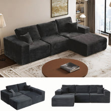 Load image into Gallery viewer, 110" Cloud Modular Sectional Combination Couch with Ottoman, Deep Seat L-Shaped Sofa with Oversized Lounge, Modern Corduroy Upholstered Memory Sponge Sofa for Living Room, No Assembly (Dove Gray)