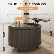 Cargar imagen en el visor de la galería, Easyego Lift Top Coffee Table for Small Spaces, 31.5" Mid-Century Modern Wooden Round Table with Storage, Circle Fluted Center Table for Living Room, Work from Home & Apartment, Matte Black