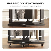 Load image into Gallery viewer, 6 Tier Solid Wood Rotating Bookshelf Tower on Wheels, 360° Upgrade Spinning Book Shelf, Revolving Bookcase Organizer, Swivel Bookshelves for Small Spaces, Corner, Bedroom, Kids Room, Office (Black)