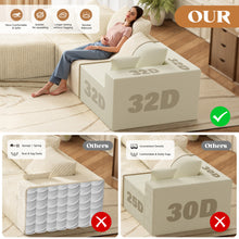 Load image into Gallery viewer, 110" Cloud Modular Sectional Combination Couch with Ottoman, Deep Seat L-Shaped Sofa with Oversized Lounge, Modern Corduroy Upholstered Memory Sponge Sofa for Bedroom, No Assembly (Cream White)