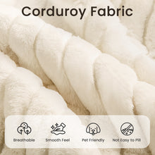 Load image into Gallery viewer, 110" Cloud Modular Sectional Combination Couch with Ottoman, Deep Seat L-Shaped Sofa with Oversized Lounge, Modern Corduroy Upholstered Memory Sponge Sofa for Bedroom, No Assembly (Cream White)