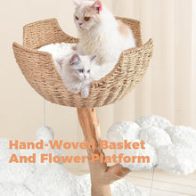 Load image into Gallery viewer, Modern Cat Tree, Wood Cat Tree Tower for Large Cats, Luxury Cat Condo with Scratching Posts and Flower Platforms, Cat Furniture by Easyego, (Rabbit Hair - White)