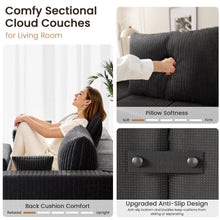 Load image into Gallery viewer, 109.5" Modular Sectional Sofa, Modern L-Shape Cloud Sectional Couch with Deep Seat, Comfy Corduroy Fluffy Couch for Living Room Bedroom Apartments,No Assembly Required (3 Seater + 1 Ottoman), Dark Grey