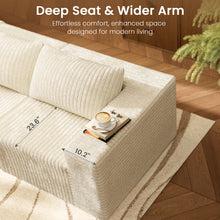 Load image into Gallery viewer, 109" Modular Sectional Sofa, Modern L-Shape Cloud Sectional Couch with Deep Seat, Comfy Corduroy Fluffy Couch for Living Room Bedroom Apartments,No Assembly Required (3 Seater + 1 Ottoman), Beige