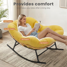 Load image into Gallery viewer, Easyego Oversized Papasan Rocking Chair Indoor Outdoor Use, Comfortable Wicker Rocker with Cozy Thicken Cushion for Deck, Balcony, Poolside, Lawn, Bedroom, Living Room, Light Yellow