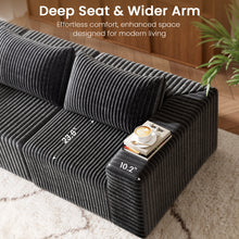 Load image into Gallery viewer, 109" Modular Sectional Sofa, Modern L-Shape Cloud Sectional Couch with Deep Seat, Comfy Corduroy Fluffy Couch for Living Room Bedroom Apartments,No Assembly Required (3 Seater + 1 Ottoman), Dark Grey