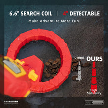 Load image into Gallery viewer, PANCKY Metal Detector for Kids, IP68 Waterproof 3-10 Year Kids Metal Detector Kit with LCD Display, Automatic Sensitivity Adjustment, 6.6" Search Coil, 1.65lb Lightweight, Gift for Boys & Girls, Red