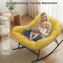 Load image into Gallery viewer, Easyego Oversized Papasan Rocking Chair Indoor Outdoor Use, Comfortable Wicker Rocker with Cozy Thicken Cushion for Deck, Balcony, Poolside, Lawn, Bedroom, Living Room, Light Yellow
