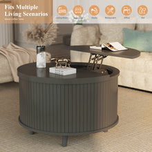 Cargar imagen en el visor de la galería, Easyego Lift Top Coffee Table for Small Spaces, 31.5" Mid-Century Modern Wooden Round Table with Storage, Circle Fluted Center Table for Living Room, Work from Home & Apartment, Matte Black