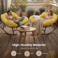 Load image into Gallery viewer, Easyego Oversized Papasan Rocking Chair Indoor Outdoor Use, Comfortable Wicker Rocker with Cozy Thicken Cushion for Deck, Balcony, Poolside, Lawn, Bedroom, Living Room, Light Yellow