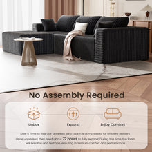 Load image into Gallery viewer, 110" Cloud Modular Sectional Combination Couch with Ottoman, Deep Seat L-Shaped Sofa with Oversized Lounge, Modern Corduroy Upholstered Memory Sponge Sofa for Living Room, No Assembly (Dove Gray)