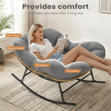 Charger l'image dans la galerie, Easyego Oversized Papasan Rocking Chair Indoor Outdoor Use, Comfortable Wicker Rocker with Cozy Thicken Cushion for Deck, Balcony, Poolside, Lawn, Bedroom, Living Room, Dark Grey
