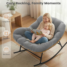 Charger l'image dans la galerie, Easyego Oversized Papasan Rocking Chair Indoor Outdoor Use, Comfortable Wicker Rocker with Cozy Thicken Cushion for Deck, Balcony, Poolside, Lawn, Bedroom, Living Room, Dark Grey