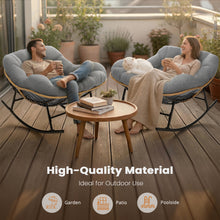 Charger l'image dans la galerie, Easyego Oversized Papasan Rocking Chair Indoor Outdoor Use, Comfortable Wicker Rocker with Cozy Thicken Cushion for Deck, Balcony, Poolside, Lawn, Bedroom, Living Room, Dark Grey