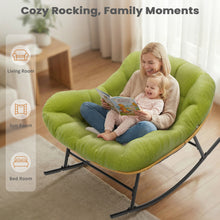 Load image into Gallery viewer, Easyego Oversized Papasan Rocking Chair Indoor Outdoor Use, Comfortable Wicker Rocker with Cozy Thicken Cushion for Deck, Balcony, Poolside, Lawn, Bedroom, Living Room, Green