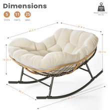 Load image into Gallery viewer, Easyego Oversized Papasan Rocking Chair Indoor Outdoor Use, Comfortable Wicker Rocker with Cozy Thicken Cushion for Deck, Balcony, Poolside, Lawn, Bedroom, Living Room, Cream White