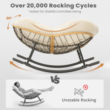 Load image into Gallery viewer, Easyego Oversized Papasan Rocking Chair Indoor Outdoor Use, Comfortable Wicker Rocker with Cozy Thicken Cushion for Deck, Balcony, Poolside, Lawn, Bedroom, Living Room, Cream White
