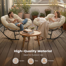 Load image into Gallery viewer, Easyego Oversized Papasan Rocking Chair Indoor Outdoor Use, Comfortable Wicker Rocker with Cozy Thicken Cushion for Deck, Balcony, Poolside, Lawn, Bedroom, Living Room, Cream White