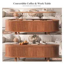 Load image into Gallery viewer, Easyego Wood Lift Top Coffee Table with Fluted Design, 40" Modern Oval Coffee Table with Hidden Storage,Pop Up Center Table for Living Room or Home Office, Walnut