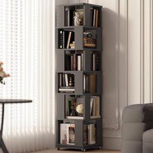 Charger l'image dans la galerie, 6 Tier Solid Wood Rotating Bookshelf Tower on Wheels, 360° Upgrade Spinning Book Shelf, Revolving Bookcase Organizer, Swivel Bookshelves for Small Spaces, Corner, Bedroom, Kids Room, Office (Black)
