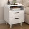 Charger l'image dans la galerie, Easyego Mid-Century Modern Nightstand with Charging Station, Bedside Table w/ 2 Drawers and Open Shelves, Side Table and End Table for Bedroom and Living Room, Curved Design, LED Light(White)
