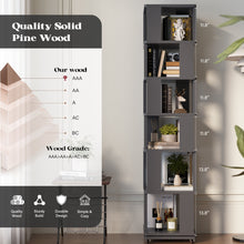 Charger l'image dans la galerie, 6 Tier Solid Wood Rotating Bookshelf Tower on Wheels, 360° Upgrade Spinning Book Shelf, Revolving Bookcase Organizer, Swivel Bookshelves for Small Spaces, Corner, Bedroom, Kids Room, Office (Black)
