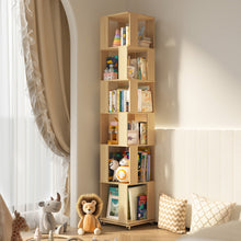 Load image into Gallery viewer, 6 Tier Solid Wood Rotating Bookshelf Tower on Wheels, 360° Upgrade Spinning Book Shelf, Revolving Bookcase Organizer, Swivel Bookshelves for Small Spaces, Corner, Bedroom, Kids Room, Office (Natural)
