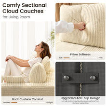 Load image into Gallery viewer, 109&quot; Modular Sectional Sofa, Modern L-Shape Cloud Sectional Couch with Deep Seat, Comfy Corduroy Fluffy Couch for Living Room Bedroom Apartments,No Assembly Required (3 Seater + 1 Ottoman), Beige
