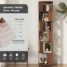 Load image into Gallery viewer, Easyego 6-Tier Wood Rotating Bookshelf with Wheels and 360° Swivel, Narrow Rotating Storage Bookcase Tower for Children and Adults, Spinning Bookshelf for bedrooms, and Living Rooms, Walnut
