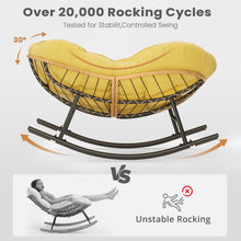 Charger l'image dans la galerie, Easyego Oversized Papasan Rocking Chair Indoor Outdoor Use, Comfortable Wicker Rocker with Cozy Thicken Cushion for Deck, Balcony, Poolside, Lawn, Bedroom, Living Room, Light Yellow
