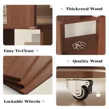 Load image into Gallery viewer, Easyego 4-Tier Wood Rotating Bookshelf with Wheels and 360° Swivel, Narrow Rotating Storage Bookcase Tower for Children and Adults, Spinning Bookshelf for bedrooms, and Living Rooms, Walnut
