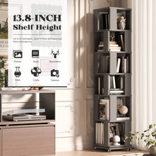 Charger l'image dans la galerie, 6 Tier Solid Wood Rotating Bookshelf Tower on Wheels, 360° Upgrade Spinning Book Shelf, Revolving Bookcase Organizer, Swivel Bookshelves for Small Spaces, Corner, Bedroom, Kids Room, Office (Black)
