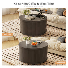 Charger l'image dans la galerie, Easyego Lift Top Coffee Table for Small Spaces, 31.5" Mid-Century Modern Wooden Round Table with Storage, Circle Fluted Center Table for Living Room, Work from Home &amp; Apartment, Matte Black
