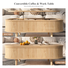 Load image into Gallery viewer, Easyego Wood Lift Top Coffee Table with Fluted Design, 40" Modern Oval Coffee Table with Hidden Storage，Pop Up Center Table for Living Room or Home Office, Natural
