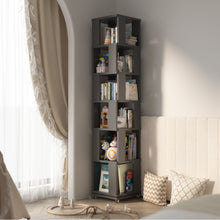 Charger l'image dans la galerie, 6 Tier Solid Wood Rotating Bookshelf Tower on Wheels, 360° Upgrade Spinning Book Shelf, Revolving Bookcase Organizer, Swivel Bookshelves for Small Spaces, Corner, Bedroom, Kids Room, Office (Black)
