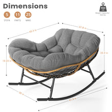 Charger l'image dans la galerie, Easyego Oversized Papasan Rocking Chair Indoor Outdoor Use, Comfortable Wicker Rocker with Cozy Thicken Cushion for Deck, Balcony, Poolside, Lawn, Bedroom, Living Room, Dark Grey
