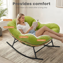 Load image into Gallery viewer, Easyego Oversized Papasan Rocking Chair Indoor Outdoor Use, Comfortable Wicker Rocker with Cozy Thicken Cushion for Deck, Balcony, Poolside, Lawn, Bedroom, Living Room, Green
