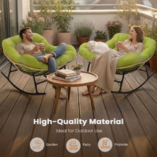 Load image into Gallery viewer, Easyego Oversized Papasan Rocking Chair Indoor Outdoor Use, Comfortable Wicker Rocker with Cozy Thicken Cushion for Deck, Balcony, Poolside, Lawn, Bedroom, Living Room, Green
