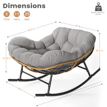 Cargar imagen en el visor de la galería, Easyego Oversized Papasan Rocking Chair Indoor Outdoor Use, Comfortable Wicker Rocker with Cozy Thicken Cushion for Deck, Balcony, Poolside, Lawn, Bedroom, Living Room, Light Grey
