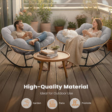 Cargar imagen en el visor de la galería, Easyego Oversized Papasan Rocking Chair Indoor Outdoor Use, Comfortable Wicker Rocker with Cozy Thicken Cushion for Deck, Balcony, Poolside, Lawn, Bedroom, Living Room, Light Grey
