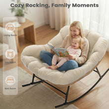 Load image into Gallery viewer, Easyego Oversized Papasan Rocking Chair Indoor Outdoor Use, Comfortable Wicker Rocker with Cozy Thicken Cushion for Deck, Balcony, Poolside, Lawn, Bedroom, Living Room, Cream White
