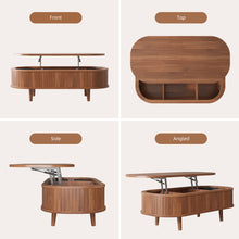 Load image into Gallery viewer, Easyego Wood Lift Top Coffee Table with Fluted Design, 40" Modern Oval Coffee Table with Hidden Storage，Pop Up Center Table for Living Room or Home Office, Walnut
