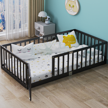 Load image into Gallery viewer, Twin Size Floor Bed for Kids Wooden Toddler Floor Bed Frame Safe Comfortable Baby Floor Bed for Children（White, Black, Natural），40.9&quot;*77.5&quot;
